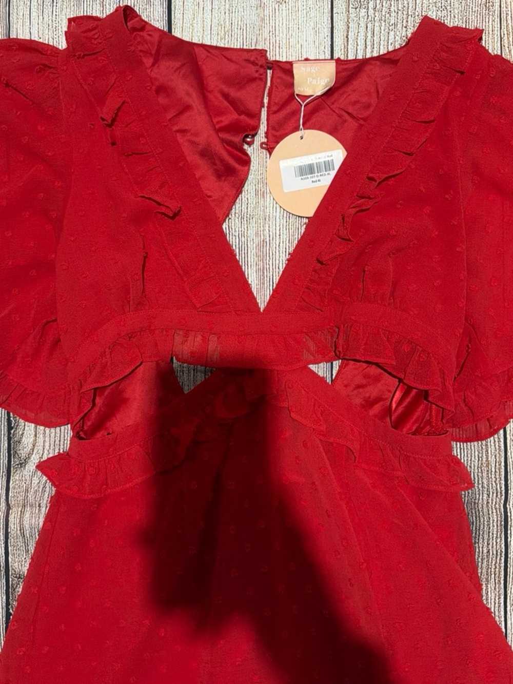 Red Backless Ruffle Mini Dress - Unbranded - Picture 2 of 4